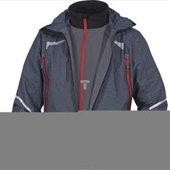 Kurtka 3 w 1 z poliamidu (74%) i poliestru (26%) z powłoką poliuretanową + odpinana bluza kolor szary rozmiar 3XL CORPEOLEGR3X