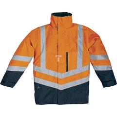 Kurtka ostrzegawcza 4 w 1 z poliestru Oxford powlekanego PVC kolor pomarańczowy fluo-granatowy rozmiar M CORP OPTIMOMTM