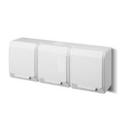 HERMES Gniazdo potrójne z/u 2P+Z SCHUKO IP44 białe 0326-02