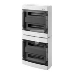 Rozdzielnica natynkowa EP-LUX PLUS RN 4/76 (obudowy łączone 2x38mod) drzwi transparentne (N+PE) IP40 szara 1914-01