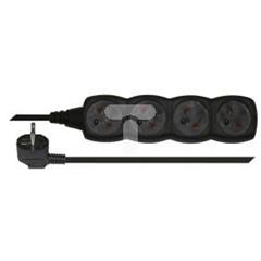 Przedłuzacz 4-gniazda z/u 3m /H05VV-F 3G1/ czarny PC0413