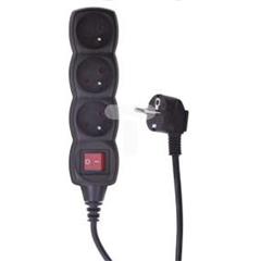 Przedłużacz z wyłącznikiem 3-gniazda z/u 3m /H05VV-F 3G1/ czarny PC1313