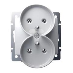 LOGI Gniazdo francuskie podwójne z uziemieniem śrubowy Biały 16A 250V 021253102 25092