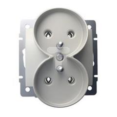 LOGI Gniazdo francuskie podwójne z uziemieniem śrubowy Kremowy 16A 250V 021253103 25151