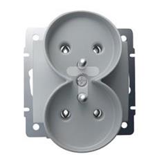 LOGI Gniazdo francuskie podwójne z uziemieniem śrubowy Srebrny 16A 250V 021253143 25210