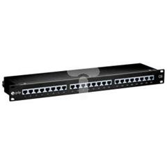 Patch panel 24-portowy 1U kat.6 ekranowany czarny 326424