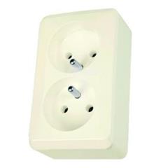 Prima Gniazdo podwójne z uziemieniem beżowe WDE001143