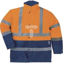 Kurtka ostrzegawcza ocieplana z poliestru Oxford powlekanego PU kolor pomarańczowy fluo-granatowy rozmiar M CORP STRA2ORTM