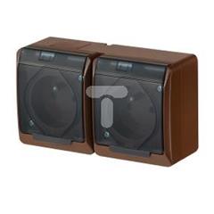 Hermes Gniazdo hermetyczne podwójne z/u 16A IP44 brązowe GNT 0322-05