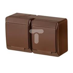 HERMES Gniazdo podwójne z/u 2P+Z SCHUKO IP44 brązowe 0325-06