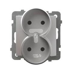 AS Gniazdo podwójne b/u 16A srebro GP-2GR/m/18