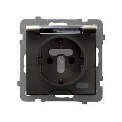 AS Gniazdo bryzgoszczelne z/u SCHUKO IP-44 wieczko przezroczyste satyna light GPH-1GS/m/45/d