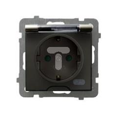 AS Gniazdo bryzgoszczelne z/u SCHUKO IP-44 z przesłonami wieczko przezroczyste satyna light GPH-1GSP/m/45/d