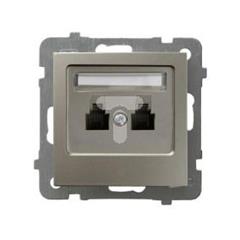 AS Gniazdo telefoniczne podwójne niezależne satyna light GPT-2GN/m/45