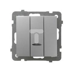 AS Łącznik potrójny z podświetleniem niebieskim srebro ŁP-13GS/m/18