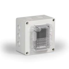 Obudowa modułowa Cubo R dla 4 modułów z oknem z zawiasami 125x125x100mm przetłoczenia Pg listwa DIN IP65 PC RPCK131308G/4M