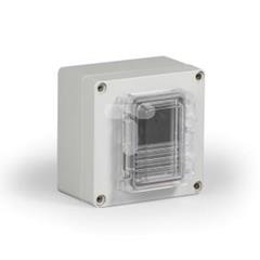 Obudowa modułowa Cubo R dla 4 modułów z oknem i zawiasami boki gładkie listwa DIN IP65 ABS RABP131308G/4M