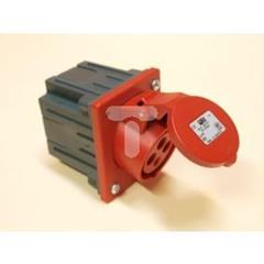 Gniazdo tablicowe skośne 16A 4P 400V czerwone IP44 /z puszką / 414-6p