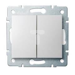 LOGI Łącznik dwugrupowy świecznikowy śrubowy 10AX 250V biały 021010102 25066