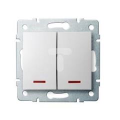 LOGI Łącznik dwugrupowy świecznikowy z LED śrubowy 10AX 250V biały 021120102 25079