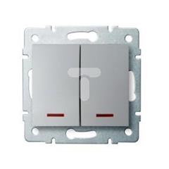 LOGI Łącznik dwugrupowy świecznikowy z LED śrubowy 10AX 250V srebrny 021120143 25198