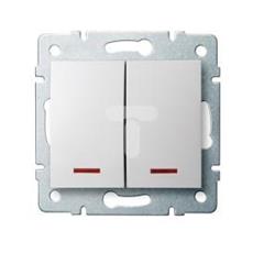 LOGI Łącznik zwierny podwójny LED śrubowy 10AX 250V biały 021023102 25070
