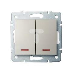 LOGI Łącznik zwierny podwójny LED śrubowy 10AX 250V kremowy 021023103 25130