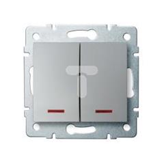 LOGI Łącznik zwierny podwójny LED śrubowy 10AX 250V srebrny 021023143 25189