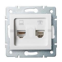 LOGI Gniazdo teleinformatyczne (RJ45 Cat 5e+RJ11) białe 021430002 25112