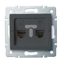 LOGI Gniazdo teleinformatyczne (RJ45 Cat 5e+RJ11) grafit 021430041 25289
