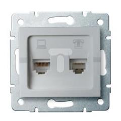 LOGI Gniazdo teleinformatyczne (RJ45 Cat 5e+RJ11) srebrne 021430043 25230