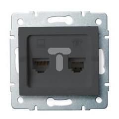 LOGI Gniazdo teleinformatyczne (RJ45 Cat 6+RJ11) grafit 021440041 25290