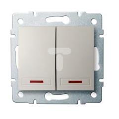 DOMO Łącznik dwugrupowy świecznikowy z LED szybkozłączka 10AX 250V kremowy 011120203 24784