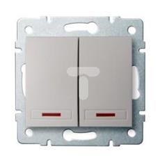 DOMO Łącznik dwugrupowy świecznikowy z LED szybkozłączka 10AX 250 perłowy białyV 011120230 24961