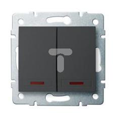 DOMO Łącznik dwugrupowy świecznikowy z LED szybkozłączka 10AX 250V grafit 011120241 24902