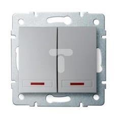 DOMO Łącznik dwugrupowy świecznikowy z LED szybkozłączka 10AX 250V srebrny 011120243 24843