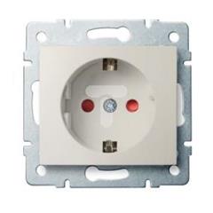 DOMO Gniazdo pojedyncze Schuko ochrona styków śrubowe 16A 250V kremowy 011240103 24793