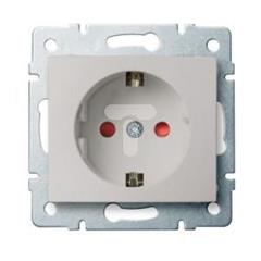 DOMO Gniazdo pojedyncze Schuko ochrona styków śrubowe 16A 250V perłowy biały 011240130 24970