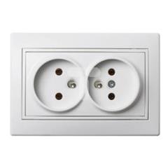 DOMO Gniazdo podwójne francuskie kompletne śrubowe 16A 250V biały 011261102 24739