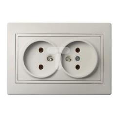 DOMO Gniazdo podwójne francuskie kompletne śrubowe 16A 250V kremowy 011261103 24798
