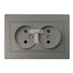 DOMO Gniazdo podwójne francuskie kompletne ochrona styków śrubowe 16A 250V szampański 011260150 25033