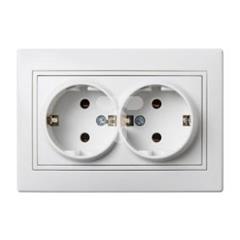 DOMO Gniazdo podwójne Schuko kompletne śrubowe 16A 250V biały 011270102 24740