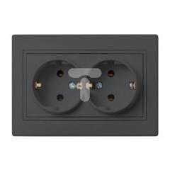 DOMO Gniazdo podwójne Schuko kompletne śrubowe 16A 250V grafit 011270141 24917