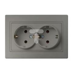 DOMO Gniazdo podwójne Schuko kompletne śrubowe 16A 250V szampański 011270150 25035