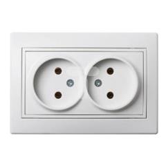 DOMO Gniazdo podwójne bez uziemienia kompletne śrubowe 16A 250V biały 011280102 24741