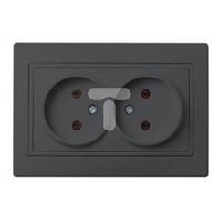 DOMO Gniazdo podwójne bez uziemienia kompletne śrubowe 16A 250V grafit 011280141 24918
