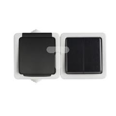 TEKNO Łącznik świecznikowy + gniazdo francuskie z ochroną styków śrubowe 10AX/16A 250V czarne 5905339253590 25359