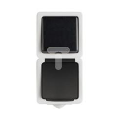 TEKNO Łącznik jednobiegunowy + gniazdo francuskie z ochroną styków pionowy śrubowy 10AX/16A 250V czarne 5905339253613 25361