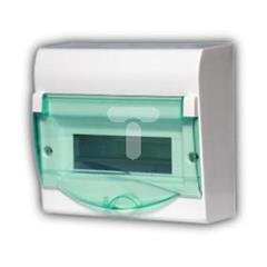Rozdzielnica modułowa 1x8+2 natynkowa GREEN BOX RN 1/8+2 drzwi transparentne zielone N+PE IP40 2352-02