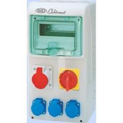 Rozdzielnica RSS-02 z rozłącznikiem 0-1 63A okienko 8 modułów okablowana 1x16A 3P+N+Z 400V, 3x16A 2P+Z 250V IP44 942027